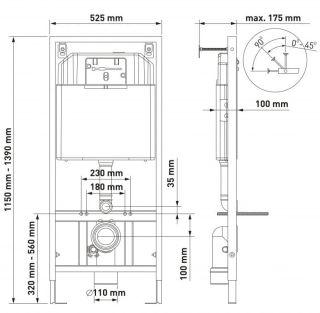 Комплект Berges 4в1 043245: инсталляция NOVUM525 кнопка L3 хром глянец унитаз Puma XL Rimless сиденье Toma Slim SO